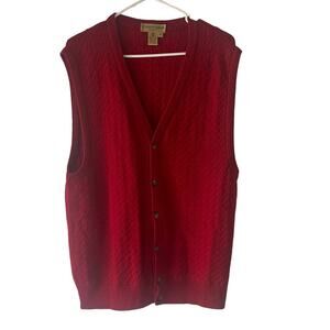 Tricots St Raphael Vintage 90s Men's Size Medium Pure Wool‎ Red Sweater Vest